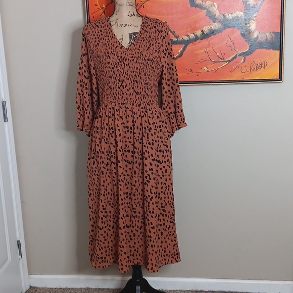 Polagram Animal Print Midi Dress Size Large - Picture 10 of 10